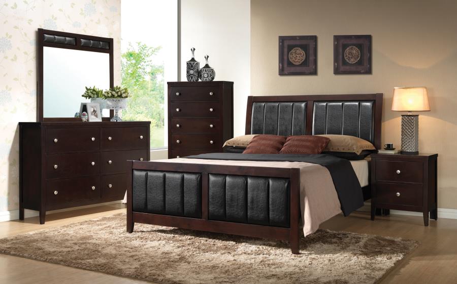 Carlton - Queen 5 Piece Set (Bed, Nightstand, Dresser, Mirror, Chest) - Black And Brown