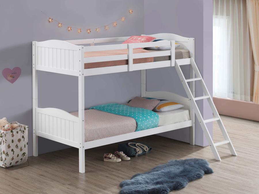 Arlo - Twin over Twin Bunk Bed - 64in - Wood - White