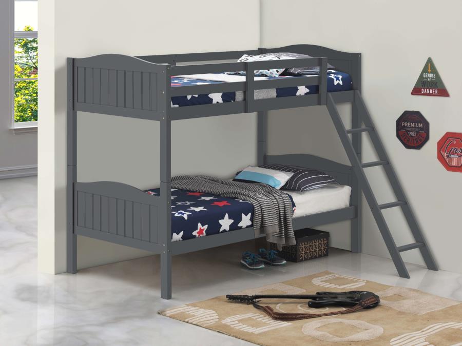 Arlo - Twin over Twin Bunk Bed - 64in - Wood - Gray