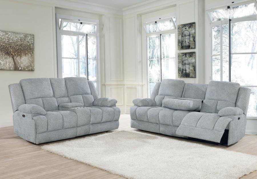 Waterbury - 2 Piece Pillow Top Arm Power Living Room Set - Gray